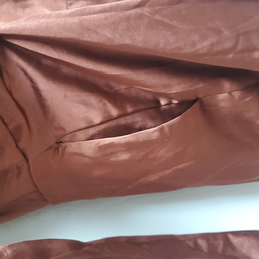 Lulus Satin Skort Romper/Bronze - Picture 12 of 16